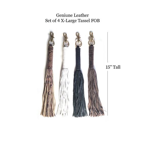 Set of 4 X Large Tassel Purse Handbag Key Chain Key Ring Bag Accessories - Picture 2 of 3